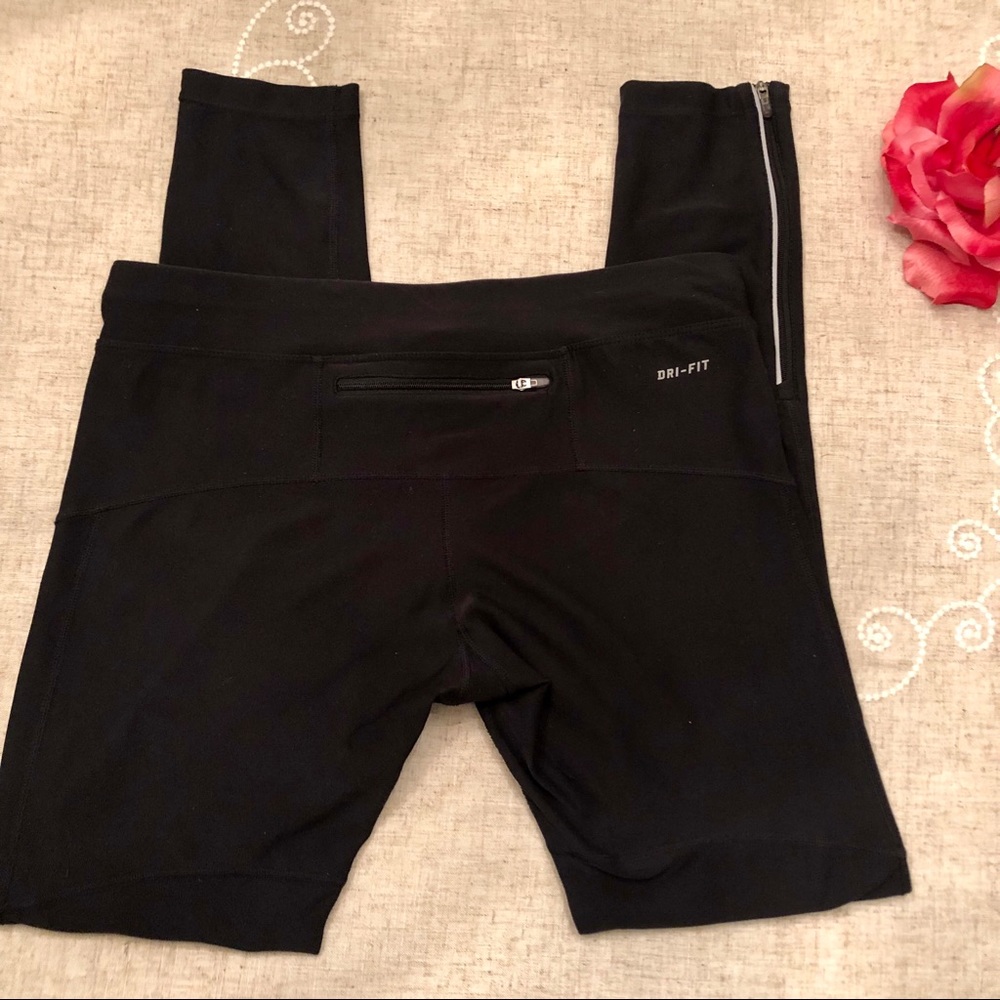 Nike Dri-Fit Black Running Pants Leggings Gym - Picture 4 of 8